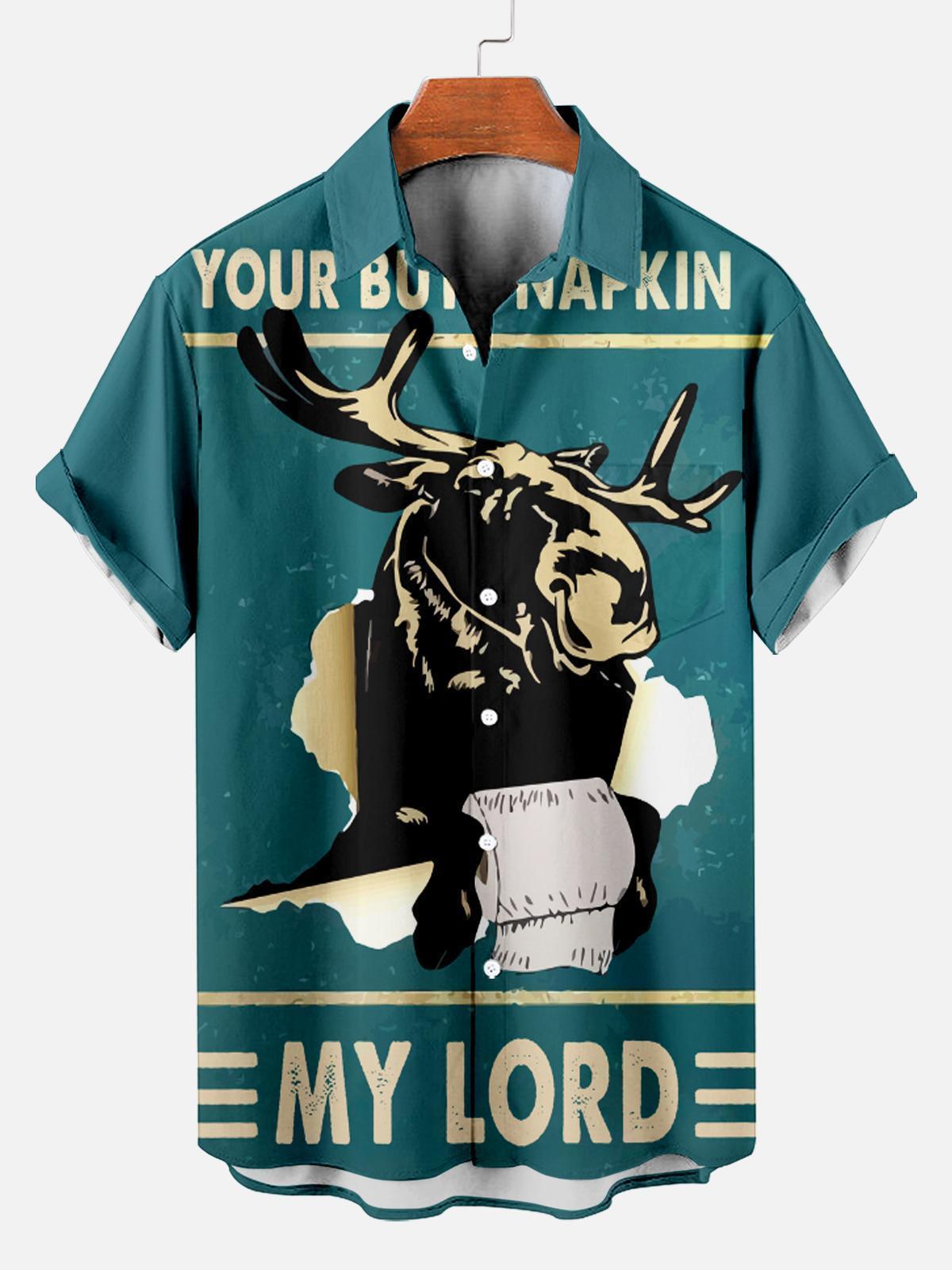 Men's Hawaiian Fun Little Yellow Duck Holiday Casual Short Sleeve Shir