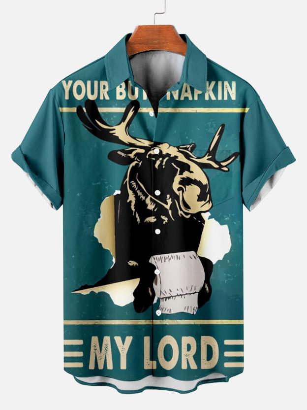 Men's Hawaiian Fun Little Yellow Duck Holiday Casual Short Sleeve Shir