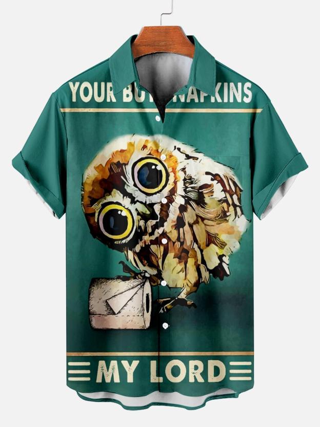 Men's Hawaiian Fun Little Yellow Duck Holiday Casual Short Sleeve Shir