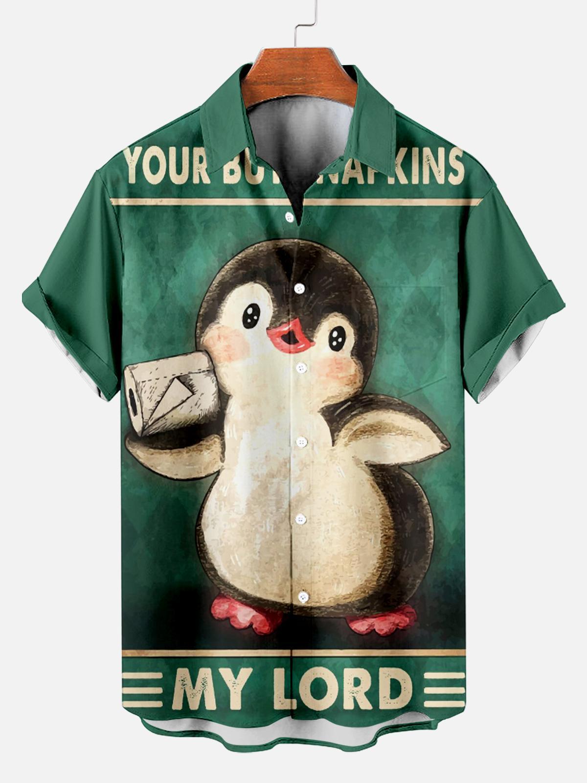 Men's Hawaiian Fun Little Yellow Duck Holiday Casual Short Sleeve Shir