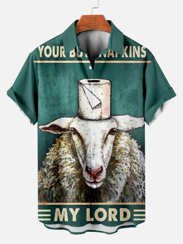 Men's Hawaiian Fun Little Yellow Duck Holiday Casual Short Sleeve Shir