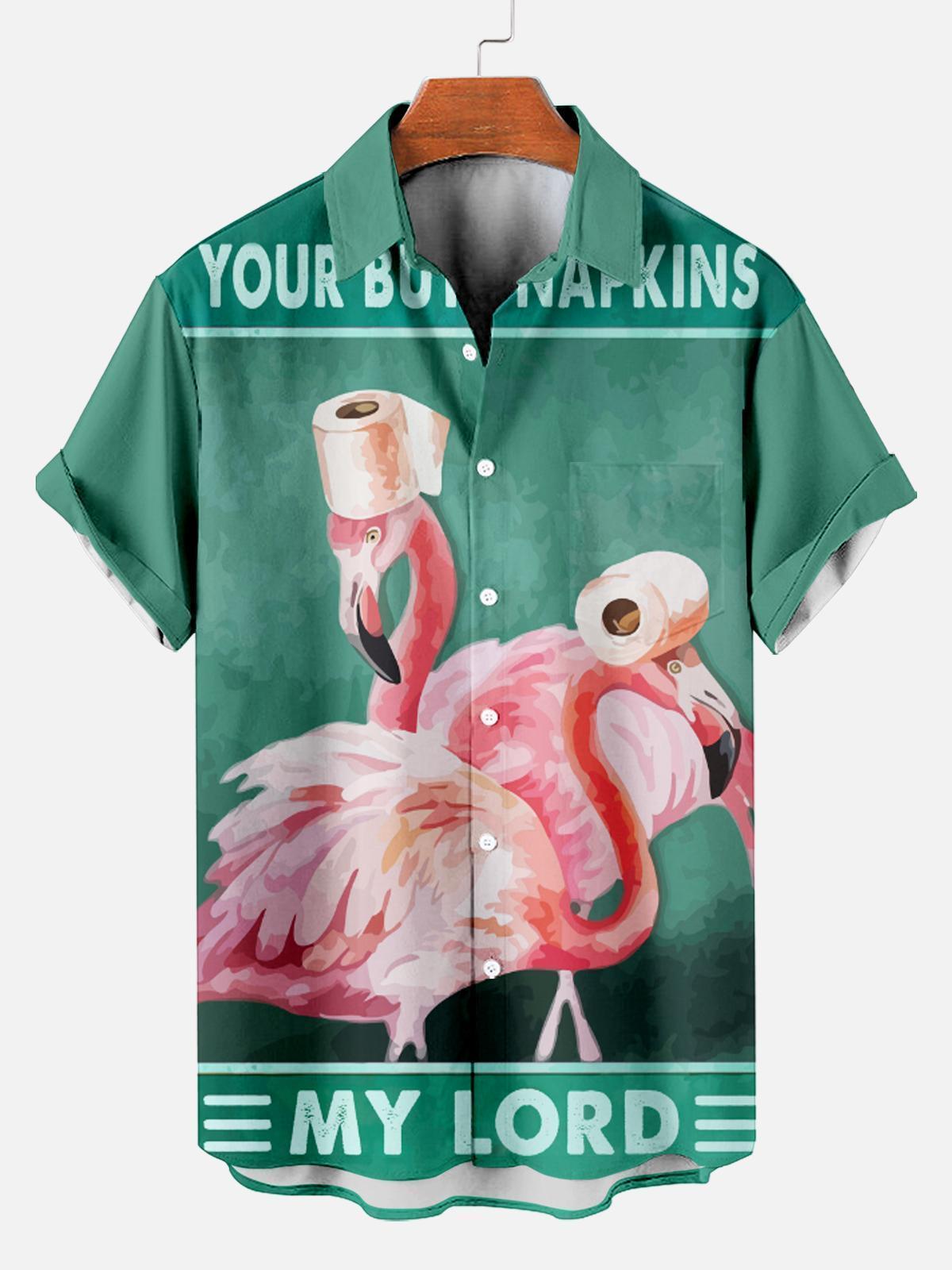 Men's Hawaiian Fun Little Yellow Duck Holiday Casual Short Sleeve Shir