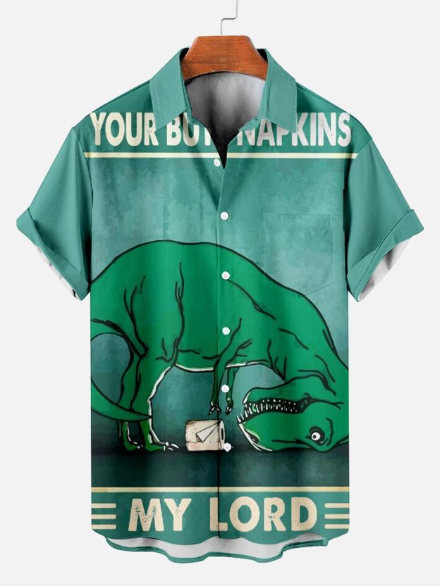 Men's Hawaiian Fun Little Yellow Duck Holiday Casual Short Sleeve Shir