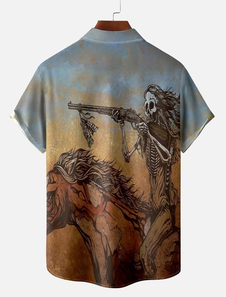 Men's Classic Day of the Dead Skull Graphic Short Sleeve Shirt