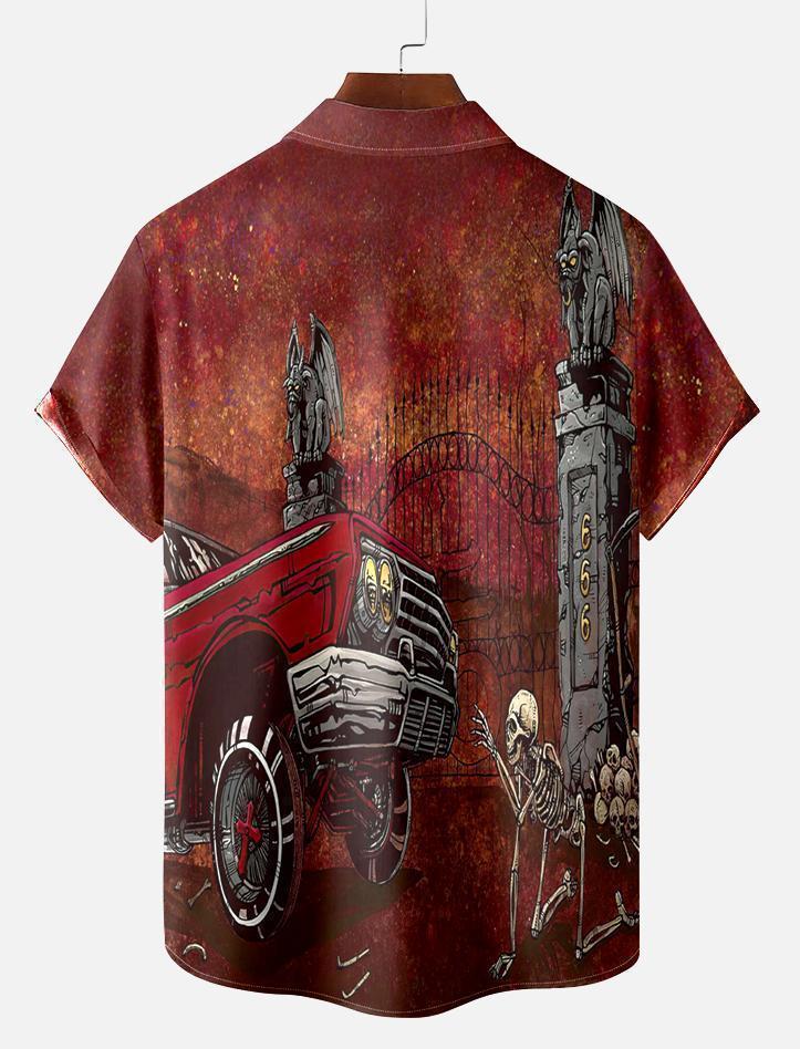 Men's Classic Day of the Dead Skull Graphic Short Sleeve Shirt