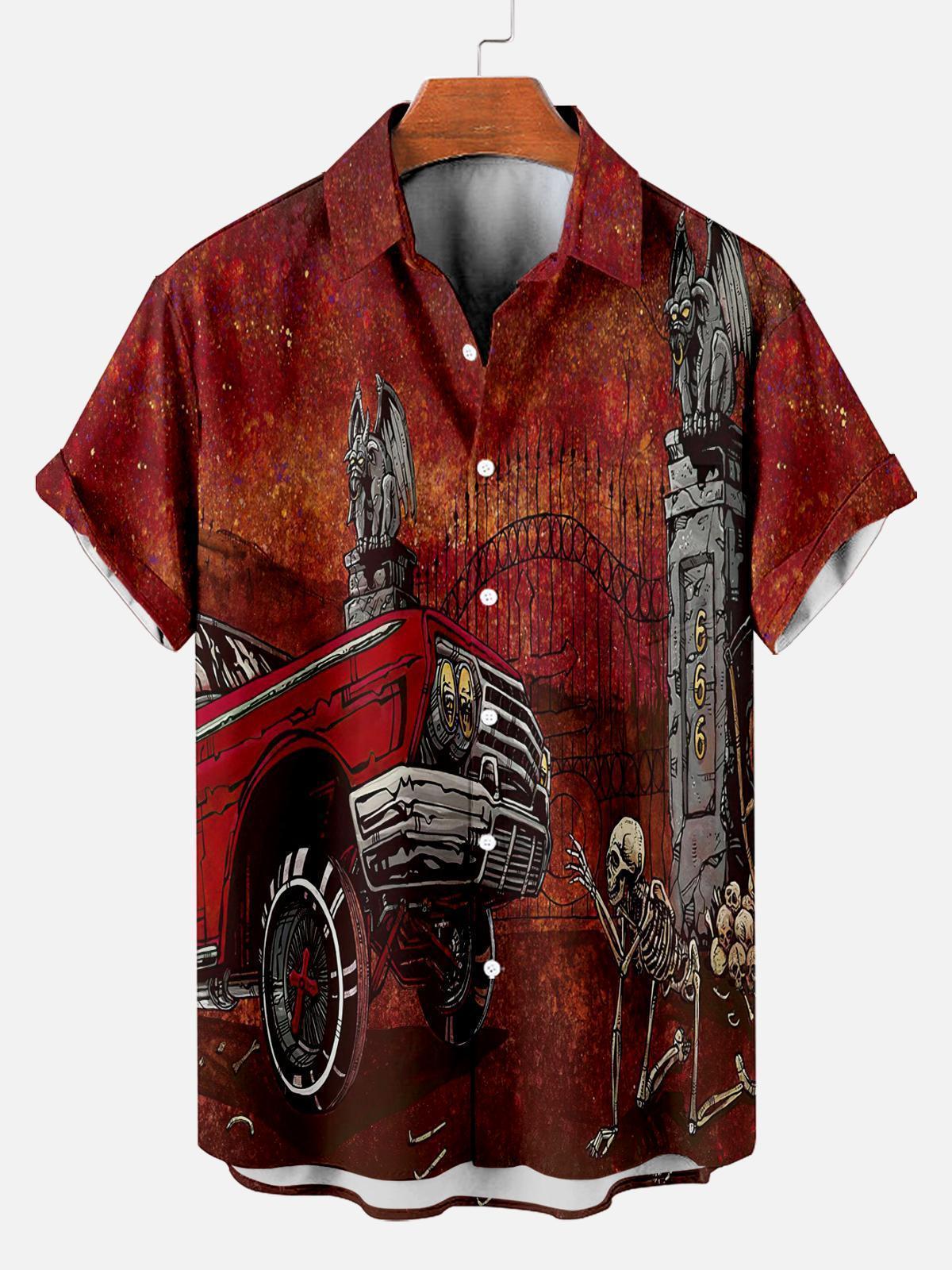 Men's Classic Day of the Dead Skull Graphic Short Sleeve Shirt