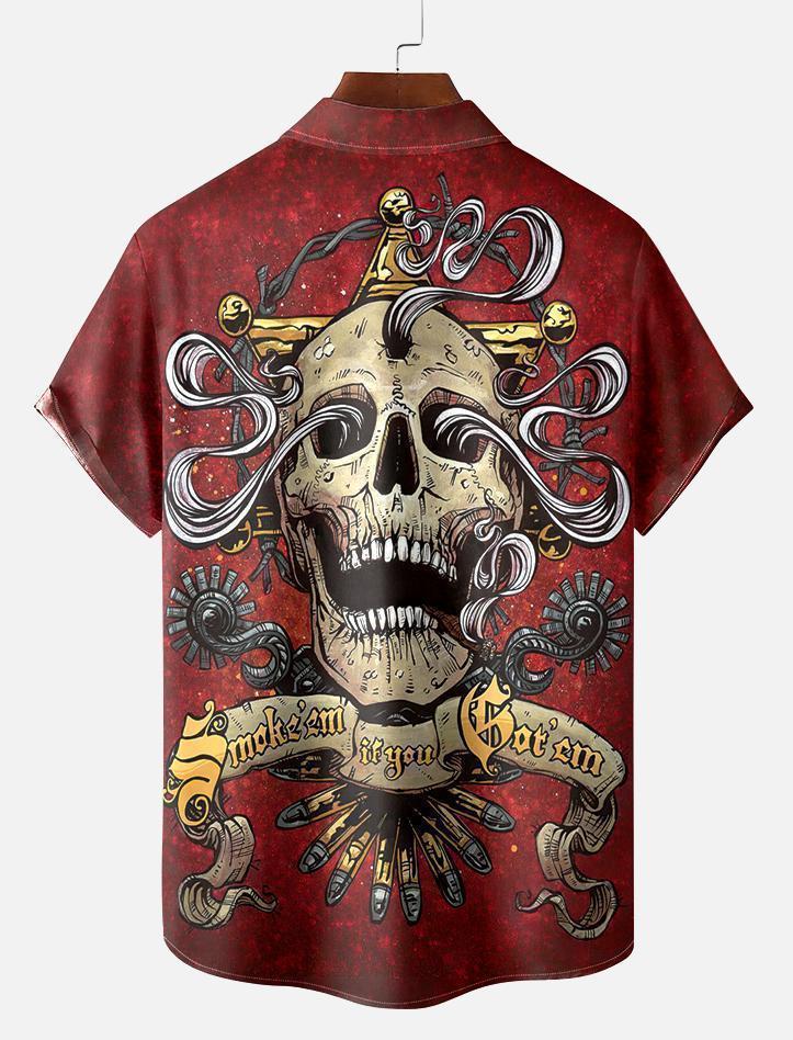 Men's Classic Day of the Dead Skull Graphic Short Sleeve Shirt