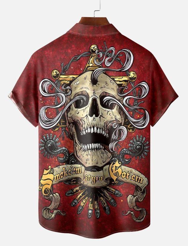 Men's Classic Day of the Dead Skull Graphic Short Sleeve Shirt