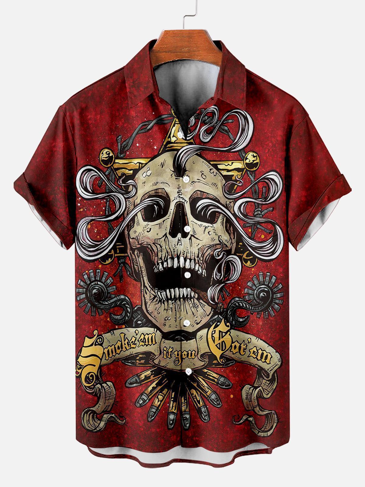 Men's Classic Day of the Dead Skull Graphic Short Sleeve Shirt