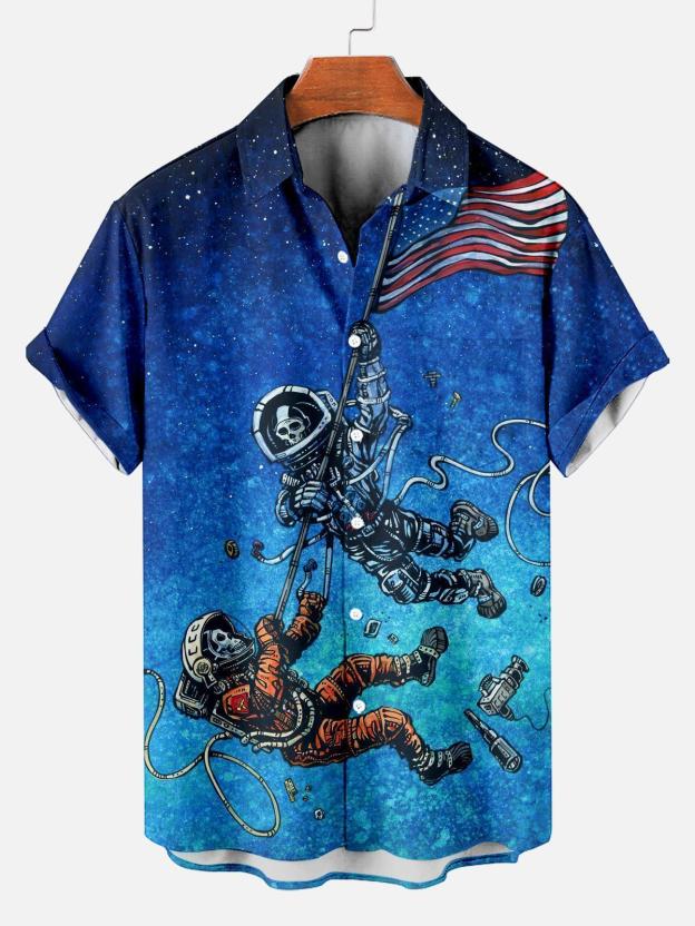 Men's Hawaiian Fun Little Yellow Duck Holiday Casual Short Sleeve Shir