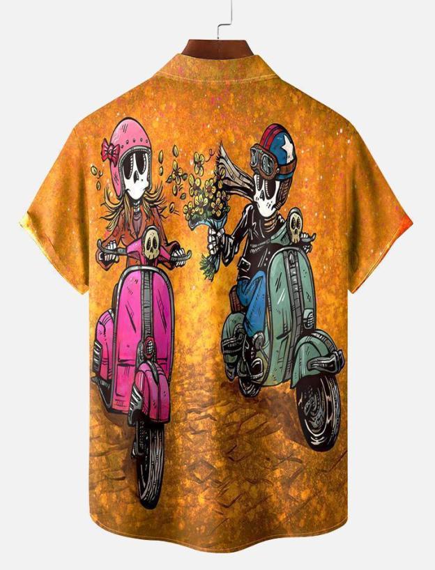 Men's Classic Day of the Dead Skull Graphic Short Sleeve Shirt