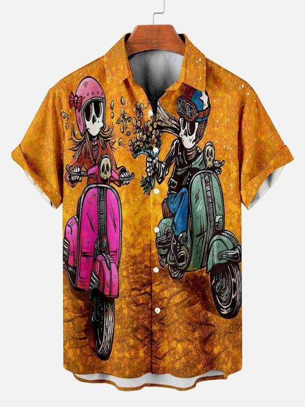 Men's Hawaiian Fun Little Yellow Duck Holiday Casual Short Sleeve Shir