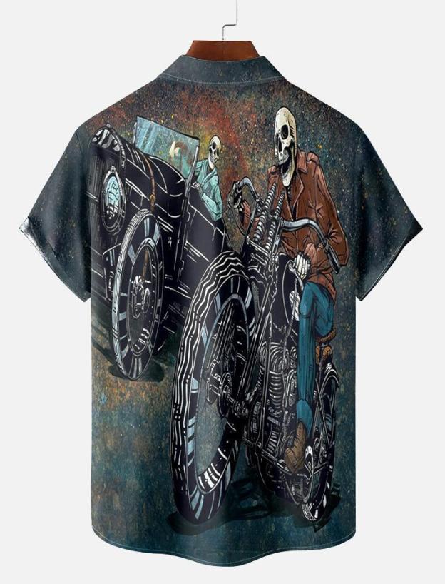 Men's Classic Day of the Dead Skull Graphic Short Sleeve Shirt
