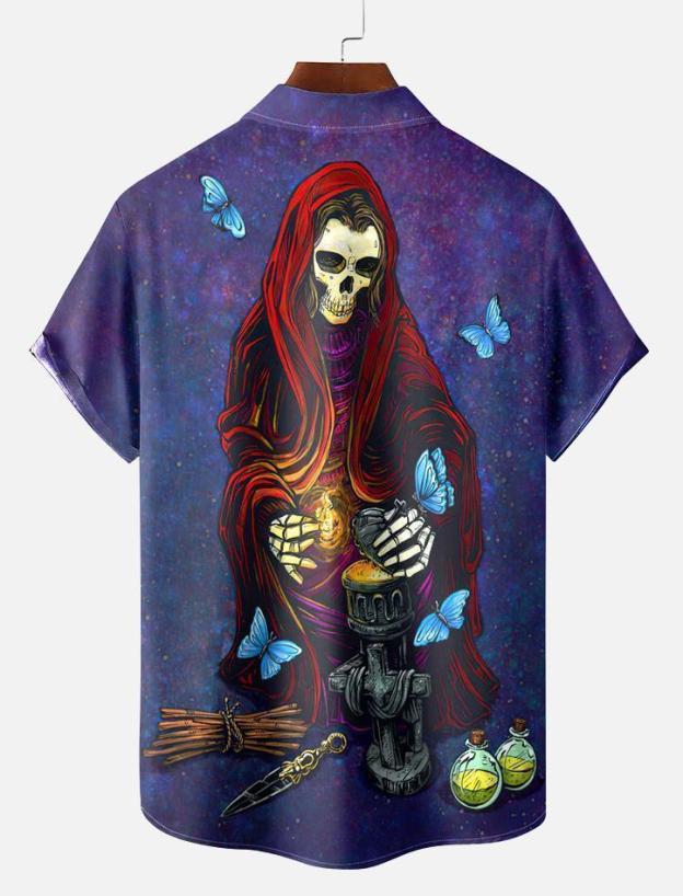 Men's Classic Day of the Dead Skull Graphic Short Sleeve Shirt