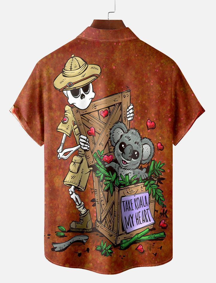 Men's Classic Day of the Dead Skull Graphic Short Sleeve Shirt
