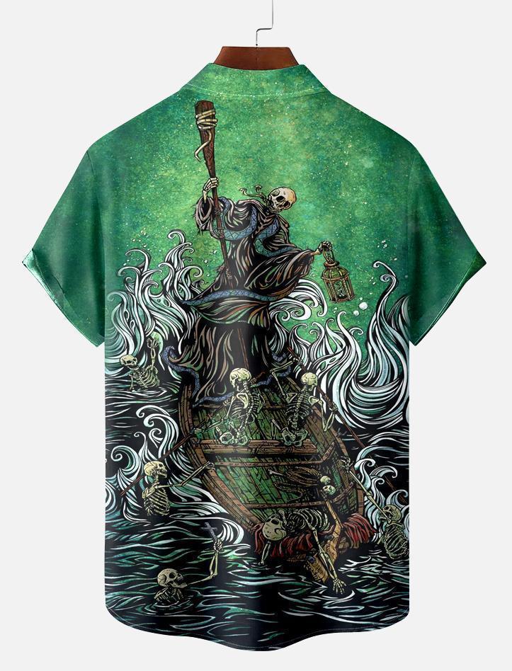 Men's Classic Day of the Dead Skull Graphic Short Sleeve Shirt