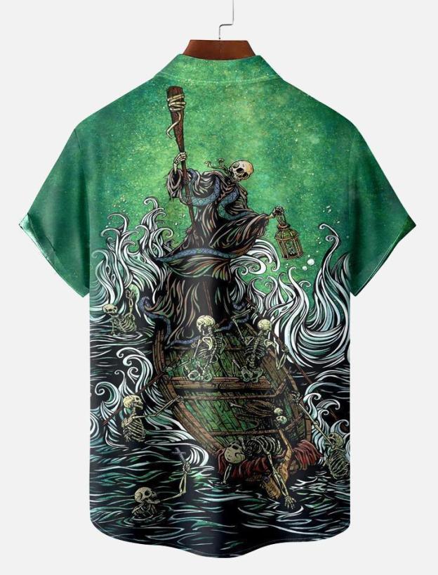 Men's Classic Day of the Dead Skull Graphic Short Sleeve Shirt