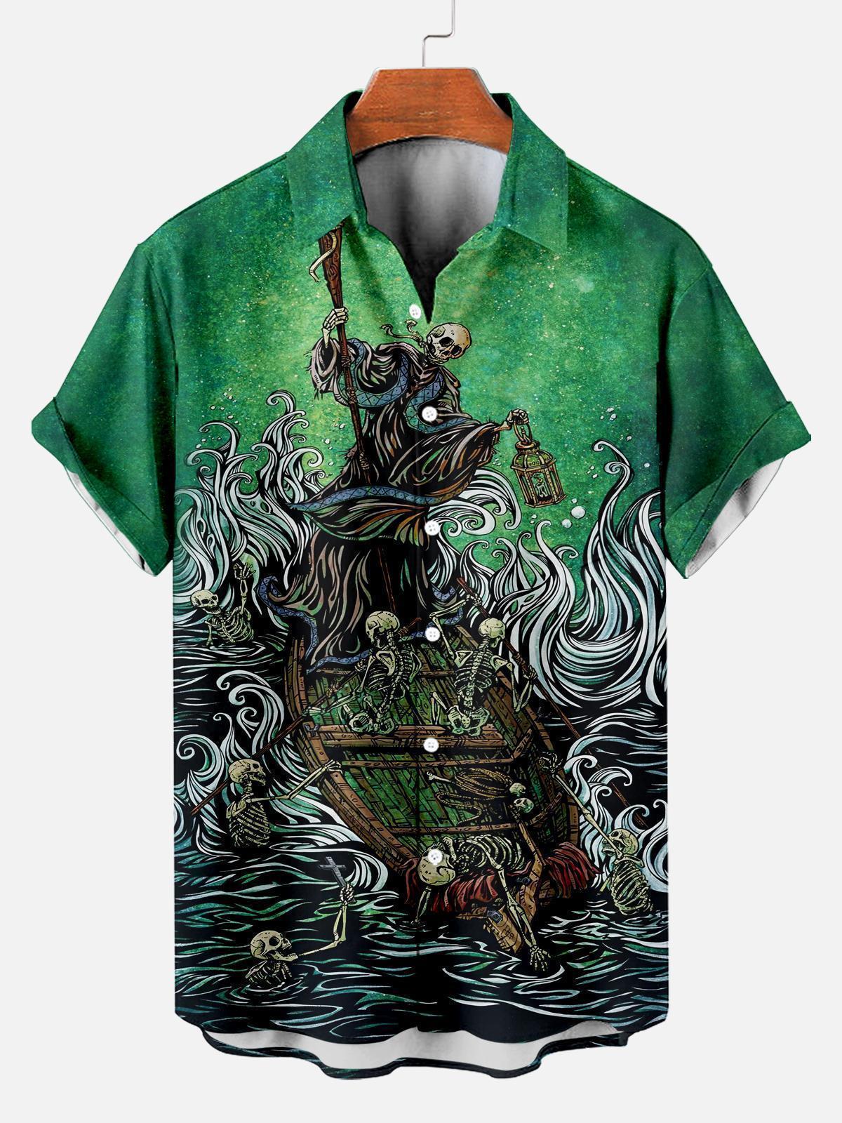 Men's Classic Day of the Dead Skull Graphic Short Sleeve Shirt