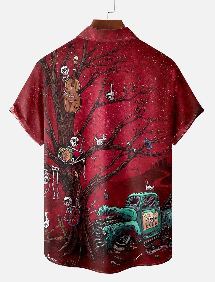 Men's Classic Day of the Dead Skull Graphic Short Sleeve Shirt