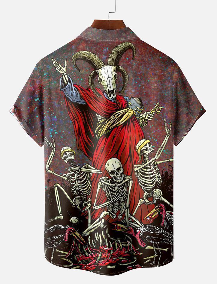 Men's Classic Day of the Dead Skull Graphic Short Sleeve Shirt