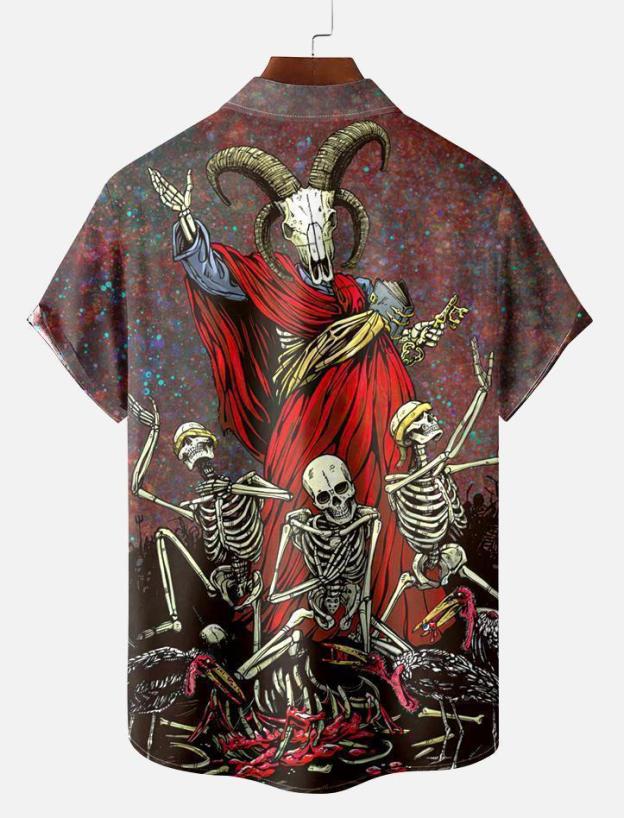 Men's Classic Day of the Dead Skull Graphic Short Sleeve Shirt