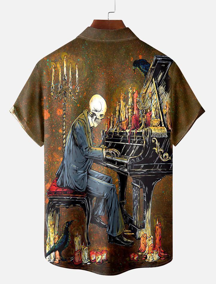 Men's Classic Day of the Dead Skull Graphic Short Sleeve Shirt