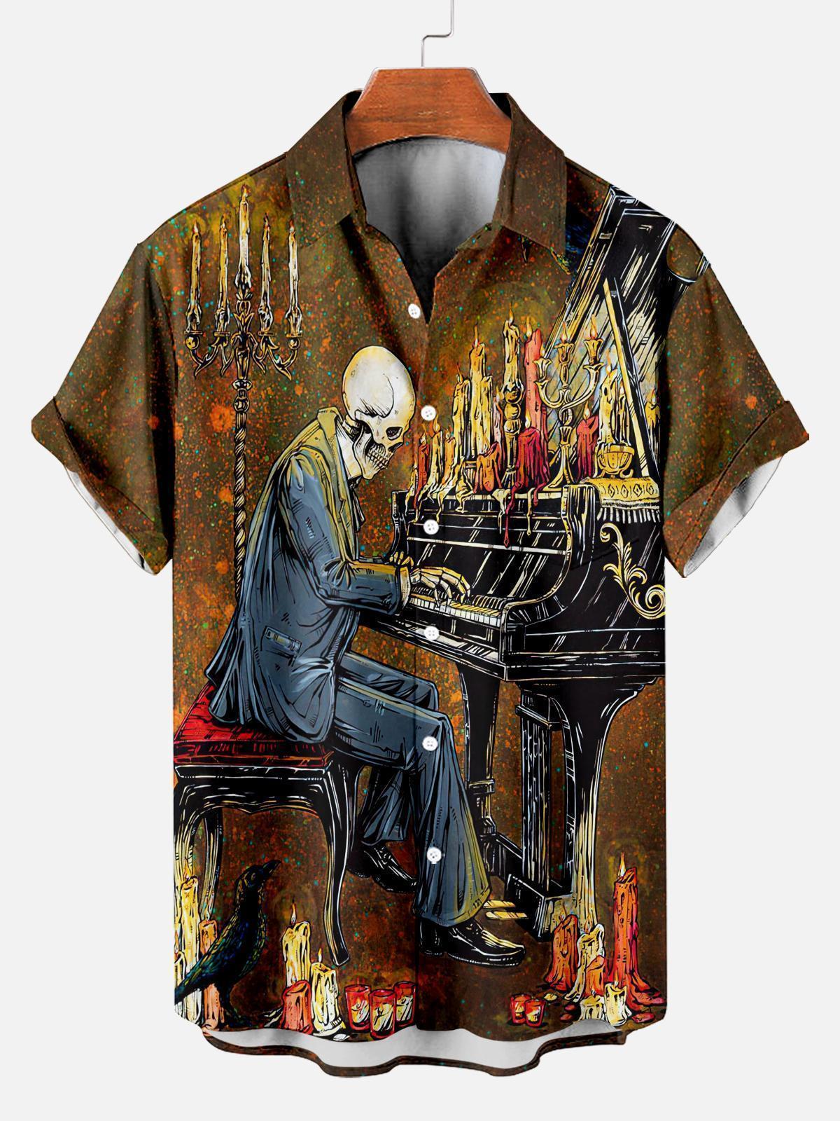 Men's Classic Day of the Dead Skull Graphic Short Sleeve Shirt