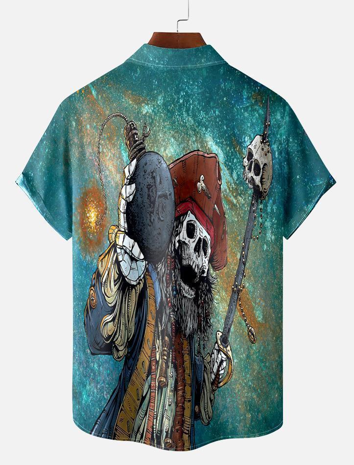 Men's Classic Day of the Dead Skull Graphic Short Sleeve Shirt