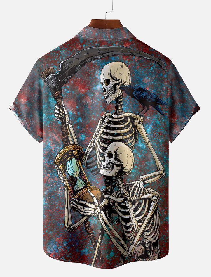 Men's Classic Day of the Dead Skull Graphic Short Sleeve Shirt