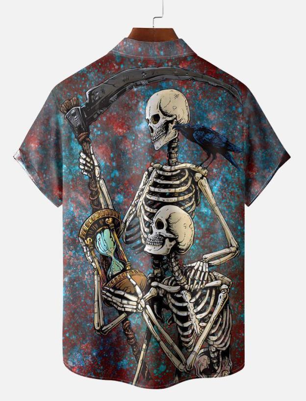 Men's Classic Day of the Dead Skull Graphic Short Sleeve Shirt