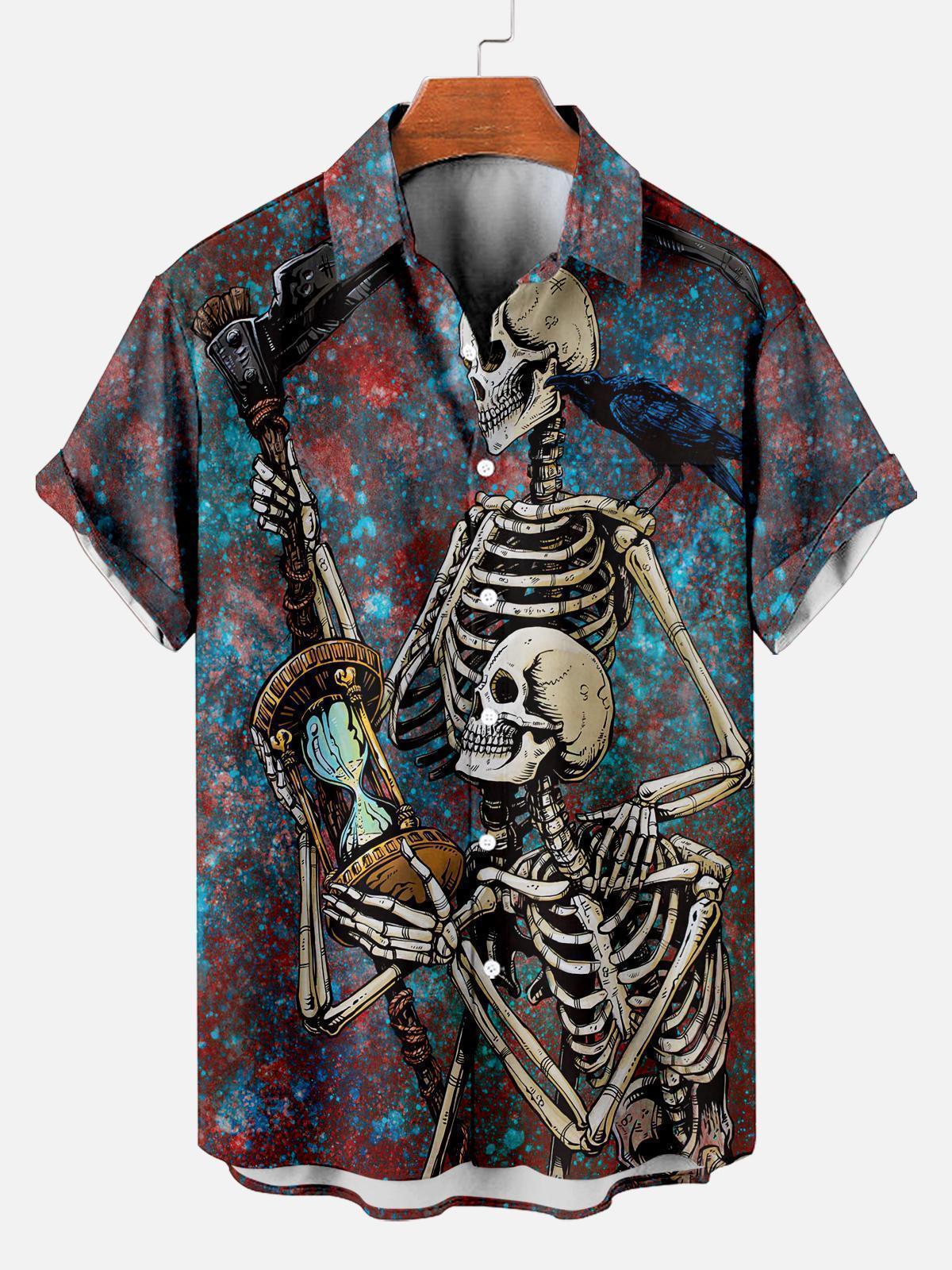 Men's Classic Day of the Dead Skull Graphic Short Sleeve Shirt