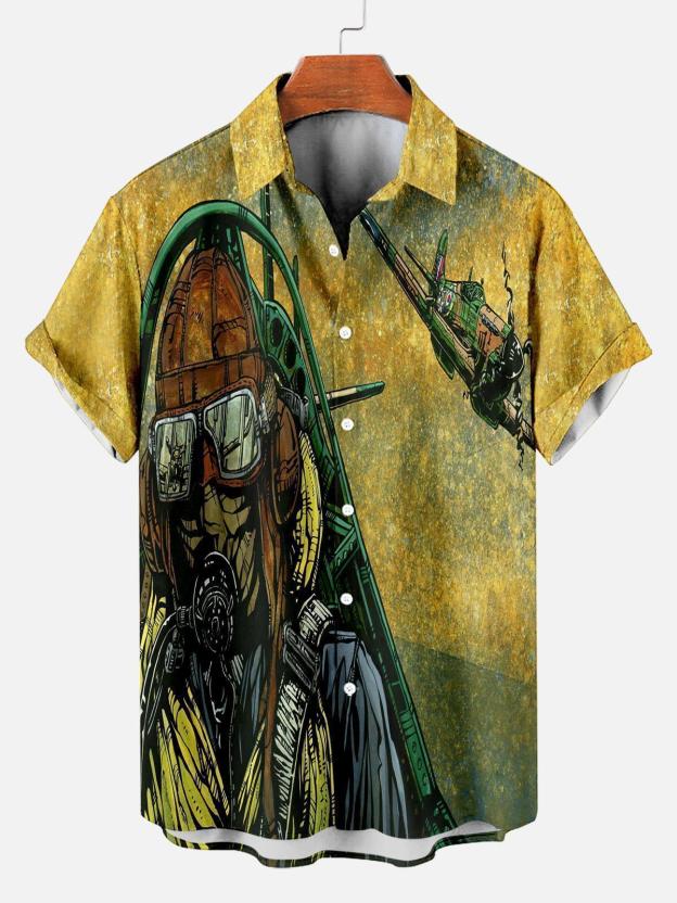 Men's Hawaiian Fun Little Yellow Duck Holiday Casual Short Sleeve Shir