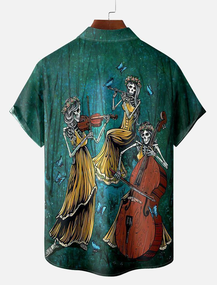 Men's Classic Day of the Dead Skull Graphic Short Sleeve Shirt