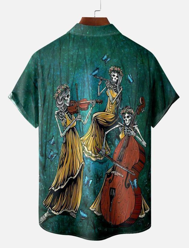 Men's Classic Day of the Dead Skull Graphic Short Sleeve Shirt