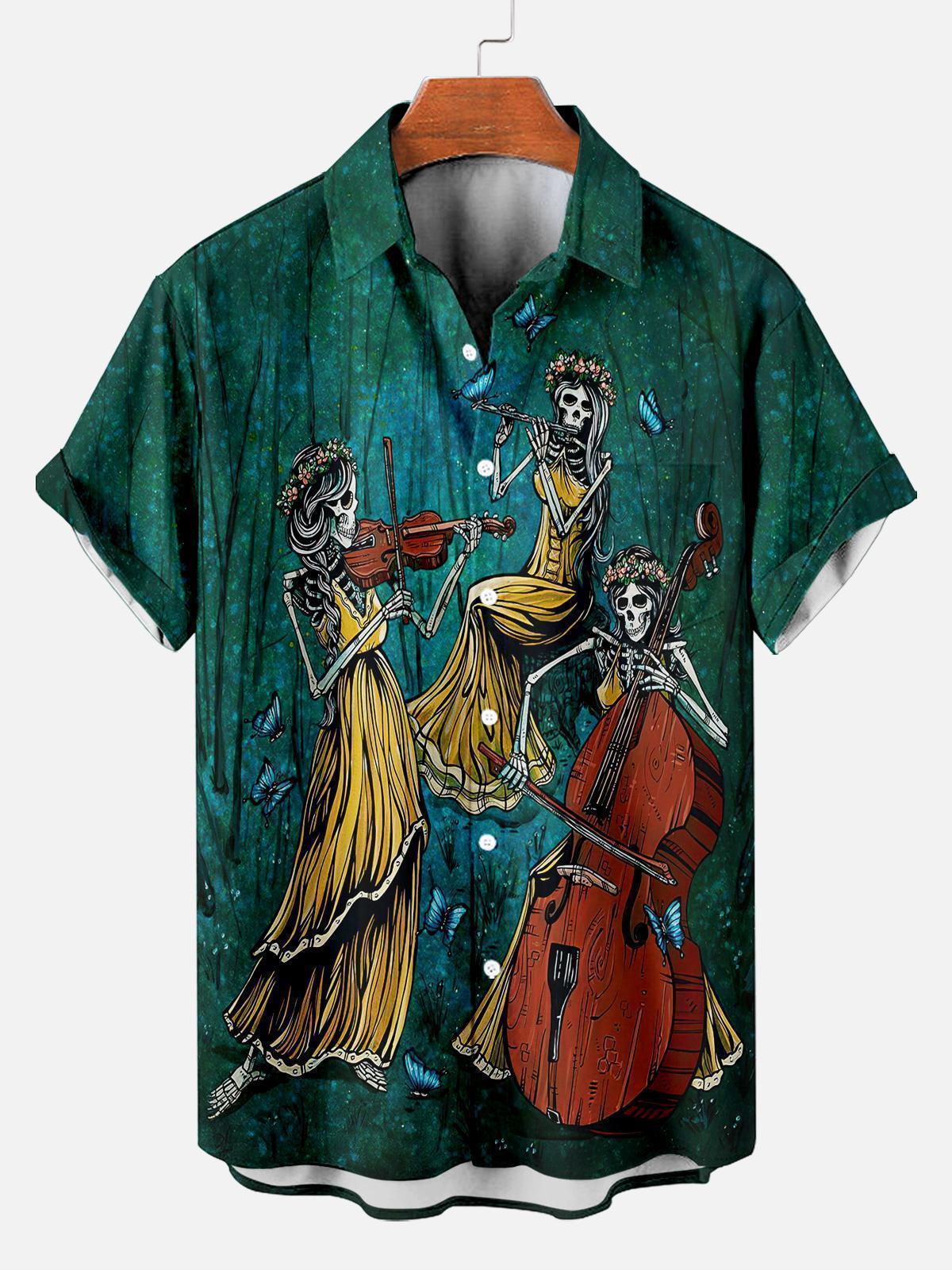 Men's Classic Day of the Dead Skull Graphic Short Sleeve Shirt