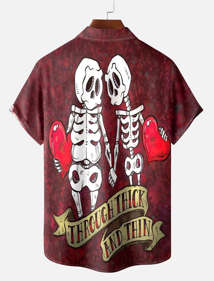 Men's Classic Day of the Dead Skull Graphic Short Sleeve Shirt