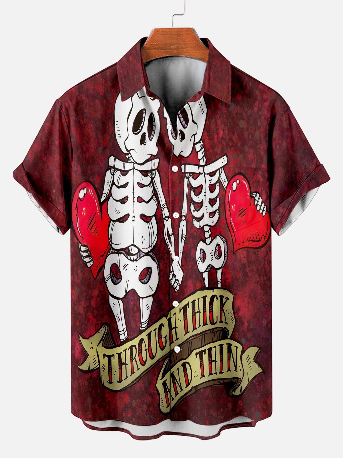 Men's Classic Day of the Dead Skull Graphic Short Sleeve Shirt