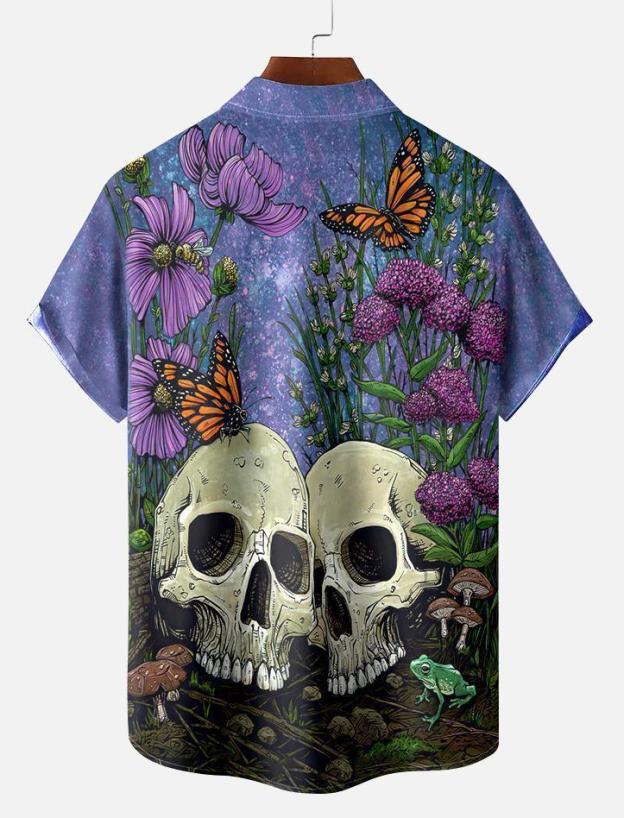Men's Classic Day of the Dead Skull Graphic Short Sleeve Shirt