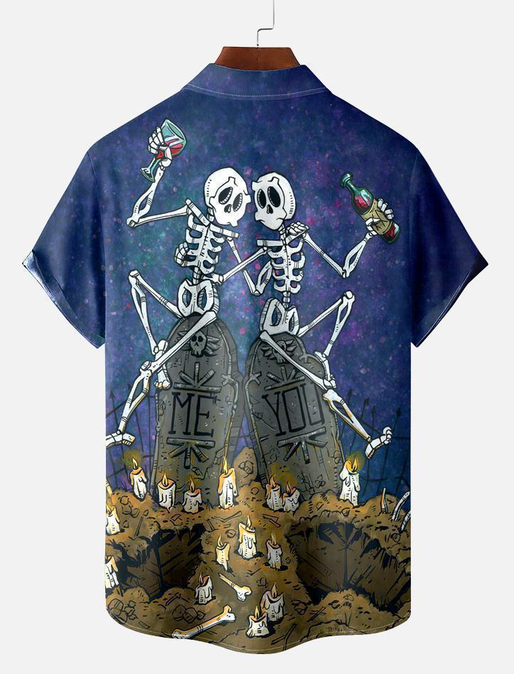 Men's Classic Day of the Dead Skull Graphic Short Sleeve Shirt
