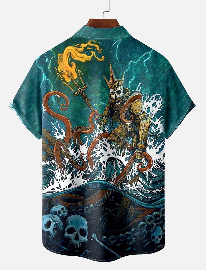 Men's Classic Day of the Dead Skull Graphic Short Sleeve Shirt