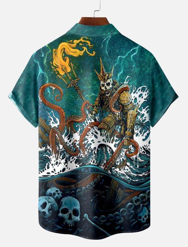 Men's Classic Day of the Dead Skull Graphic Short Sleeve Shirt