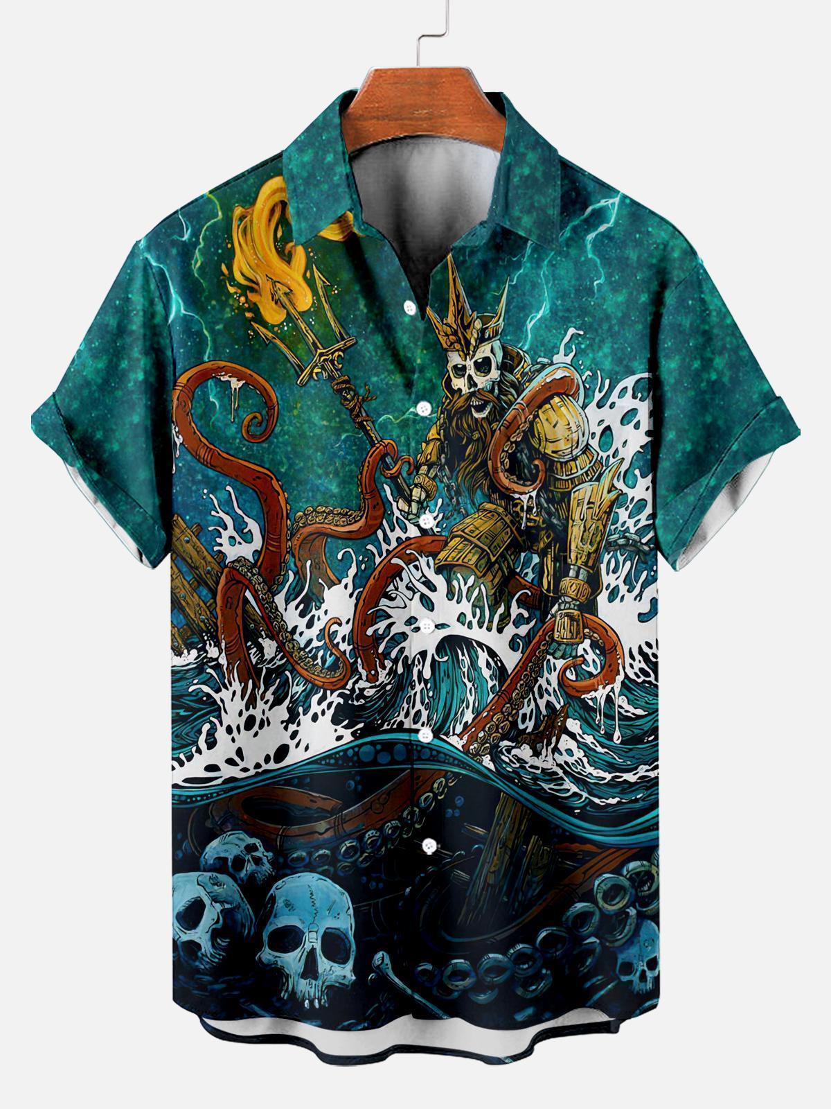 Men's Classic Day of the Dead Skull Graphic Short Sleeve Shirt
