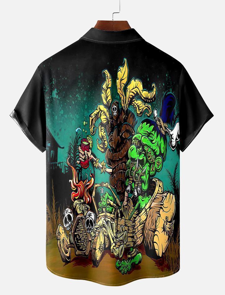 Men's Classic Day of the Dead Skull Graphic Short Sleeve Shirt