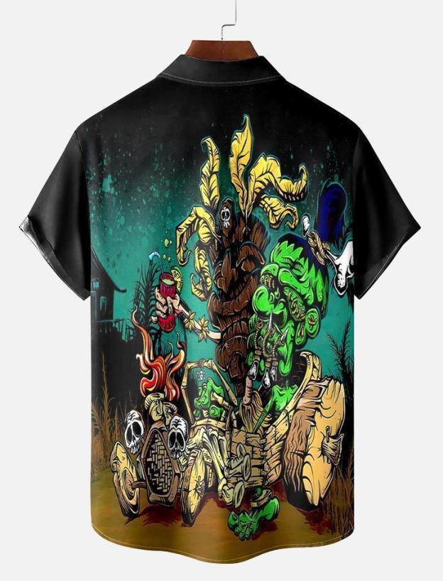 Men's Classic Day of the Dead Skull Graphic Short Sleeve Shirt