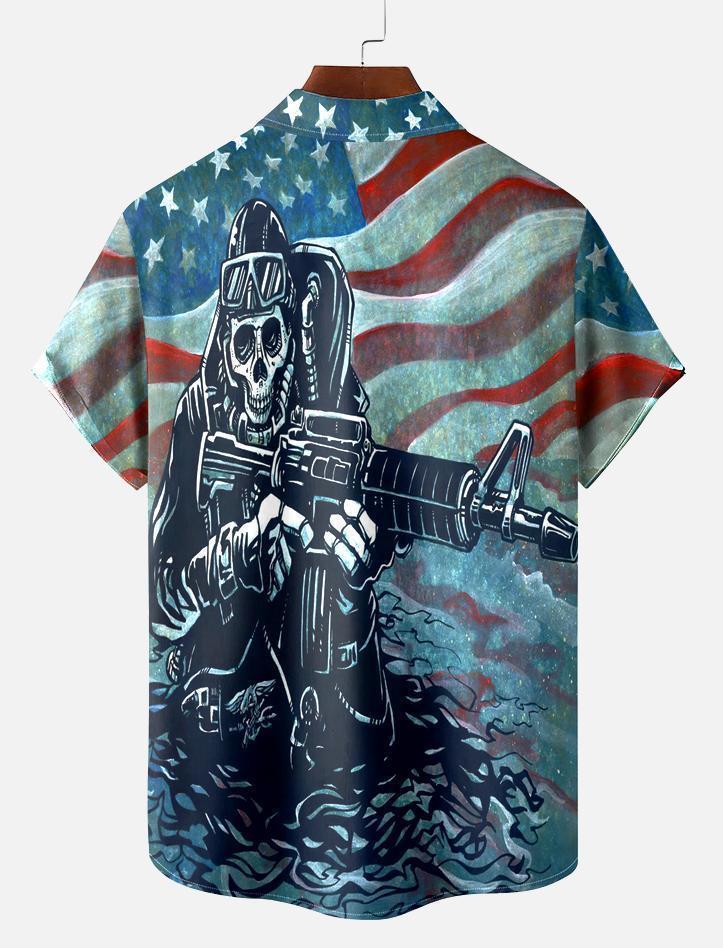 Men's Classic Day of the Dead Skull Graphic Short Sleeve Shirt