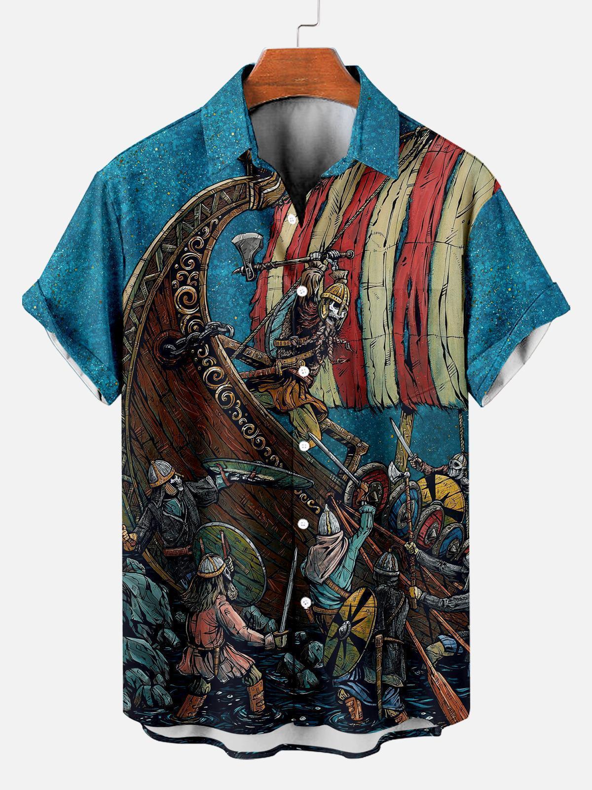 Men's Classic Day of the Dead Skull Graphic Short Sleeve Shirt