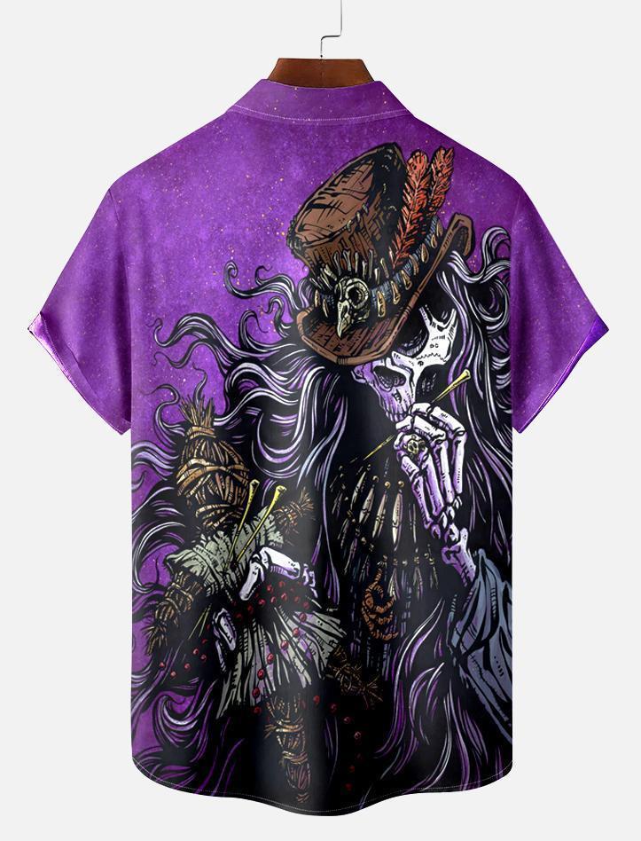 Men's Classic Day of the Dead Skull Graphic Short Sleeve Shirt