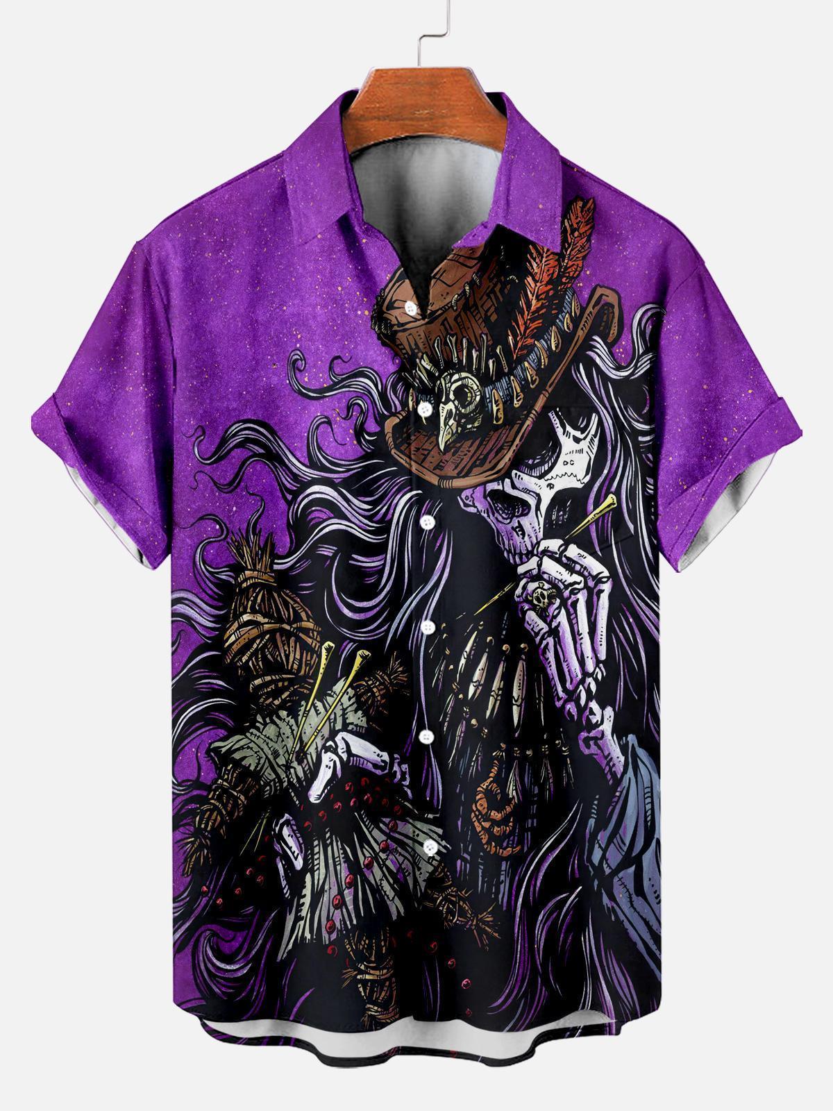 Men's Classic Day of the Dead Skull Graphic Short Sleeve Shirt