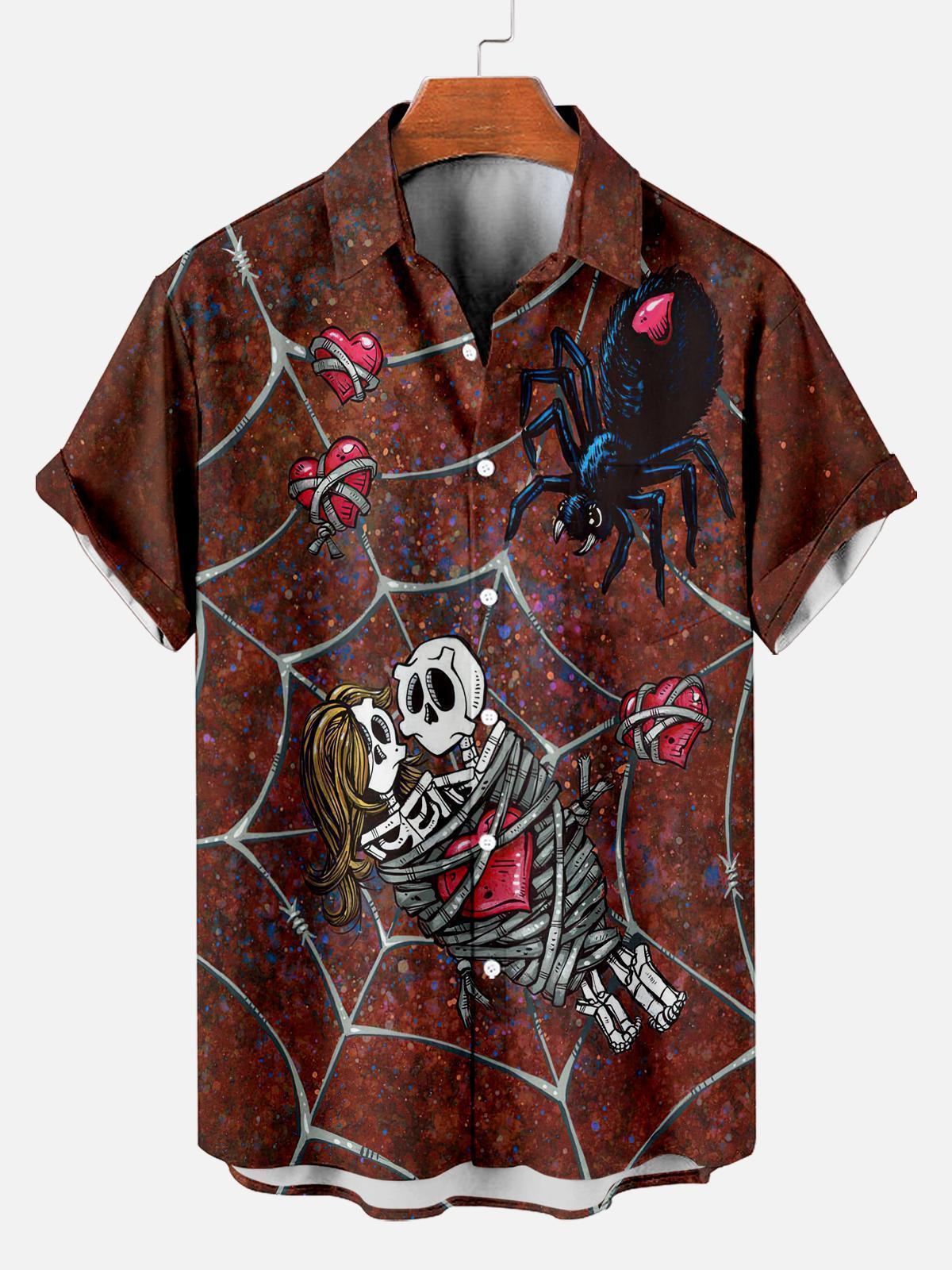 Men's Classic Day of the Dead Skull Graphic Short Sleeve Shirt