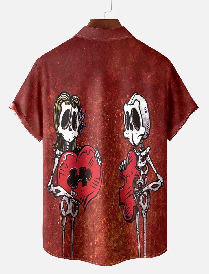 Men's Classic Day of the Dead Skull Graphic Short Sleeve Shirt
